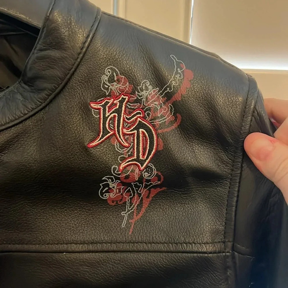 Harley Davidson women’s black leather embroidered jacket size XS - Picture 7 of 10